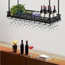 Vevor Ceiling Wine Glass Rack 35 8 X 13 Inch Hanging Wine Glass Rack 18 9 35 8 Inch Height Adjustable Hanging Wine Rack Cabinet Black Wall Mounted