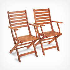 2 Pack Wooden Folding Garden Chairs