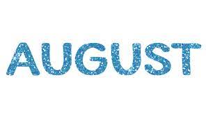 Blue Glitter August Letters Icon