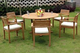 Round Teak Outdoor Dining Table Set