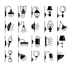 Sconces Flat Silhouette Icon Set