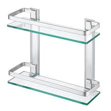 2 Tier Bathroom Glass Floating Shelf