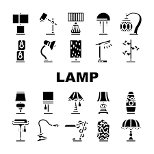 Lamp Equipment For Illuminate Icons Set
