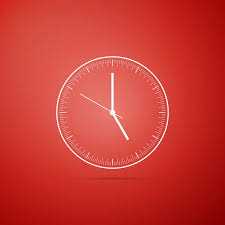 Clock Icon Isolated On Red Background
