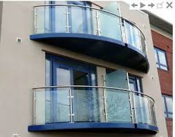 Modern Helical Balcony Grill With Glass