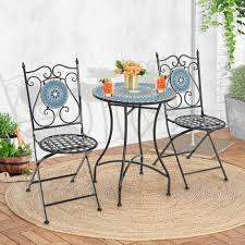 3pcs Patio Bistro Set Outdoor Mosaic