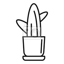 Office Flower Cactus Icon Outline