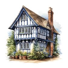 Premium Photo Watercolor Tudor House