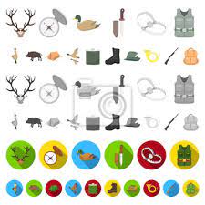 Hunting And Trophy Cartoon Icons In Set