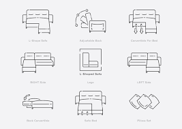 L Shape Smart Sofa Line Icon Set With