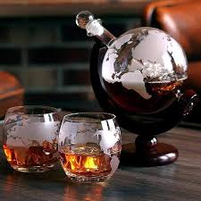Whiskey Decanter Set Globe With 2