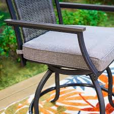 Swivel Metal Outdoor Bar Stool With Grey Cushion 4 Pack