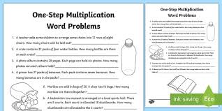 One Step Multiplication Word Problems