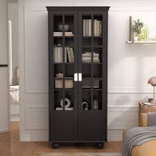 Black 5 Tier Shelves Standard Bookcase