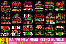 Happy New Year Retro Bundle 20 Designs