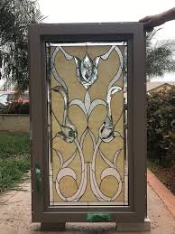 Beveled Tulips Stained Glass Window