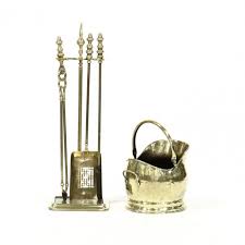 Vintage Brass Fireplace Tools And Coal