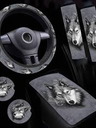 6pcs Grey Wolf Printed Car Accessories
