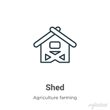 Shed Outline Vector Icon Thin Line