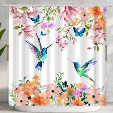 Watercolor Flower Hummingbird Shower