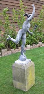 Antique Garden Lead Statue Mercury On