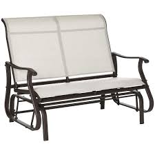 White Metal Outdoor Double Glider Bench