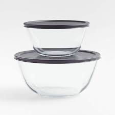 Kitchen Glass Bowls With Lids Set Of 2