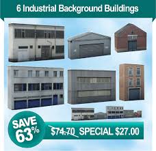 6 Industrial Background Buildings Pack