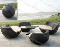 5 Piece Rattan Patio Egg Shaped Bistro