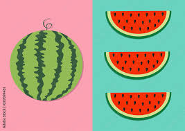 Watermelon Fruit Icon Set Round Water