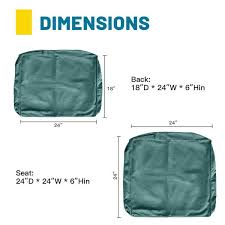 Blisswalk 24 In X 24 In And 18 In X 24 In Aqua Outdoor Slipcover Set Seat Plus Back For Lounge Chair Deep Seat Chair Cushions Blue