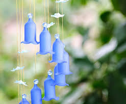 Blue Flower Glass Wind Chime Spiral