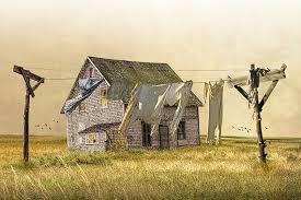 Rural Laundry Clothesline By Farm House