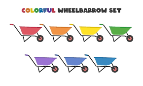 Multicolor Wheelbarrows Flat Icon
