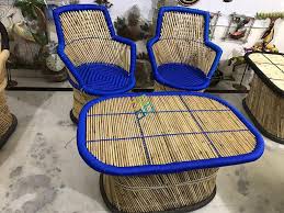 Blue Mudha Chairs Handrest With Table