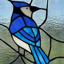 River Of Goods 11 H John The Blue Jay Stained Glass Window Panel