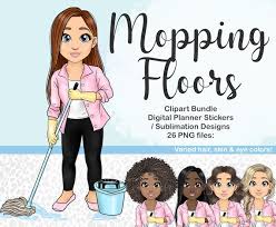 Mopping Floors Girl Clipart Cute