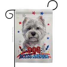 Patriotic White Westie Dog Garden Flag