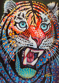 Acrylic Pop Art Painting Of Tiger In
