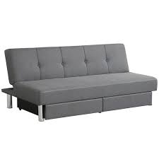 Costway Convertible Futon Sofa Bed Adjustable Couch Sleeper W Two Drawers Grey