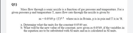 Mass Flow Through A Sonic Nozzle Is