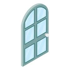 Isometric Glass Door Vector Art Icons