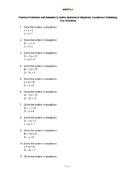 Solve Systems Of Algebraic Equations