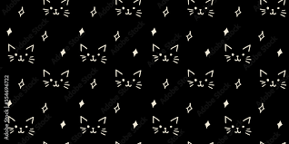 Hand Drawn Black And White Cat Faces