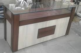 Wooden Glass Top Reception Counter
