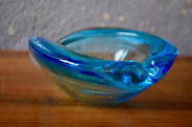 Blue Piriform Murano Glass Ashtray For