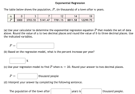 Solved Exponential Regression The