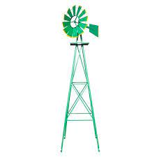 8 Ft Ornamental Windmill Backyard Garden Decoration Weather Vane With 4 Legs Design Green