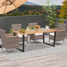 Gymax Patio Rectangle Dining Table
