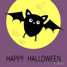 Flying Bat Silhouette Icon Happy